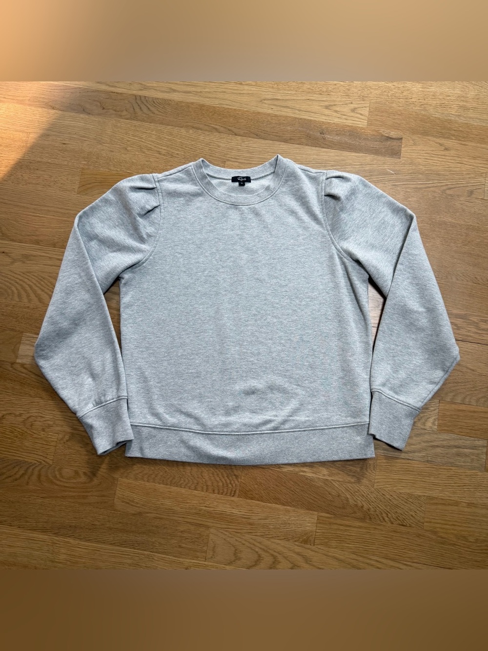 Rails Woman’s Light Heather Gray Crewneck puffs long sleeve Top Sweatshirt S